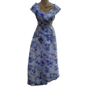 Milla Purple Blue Floral Garden Long Dress Size M